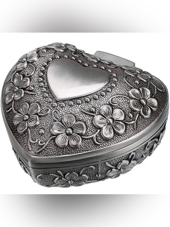 Accessories - Vintage Silver small Heart Floral Jewelry Box – Elegant Women's Accessory